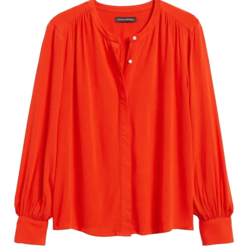 🌺 2/$20 Banana Republic ECOVERO Balloon Sleeve Blouse orangish red size small